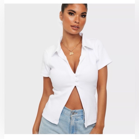 Missguided + Tops - Light blue green middle Button-Up Women's Top